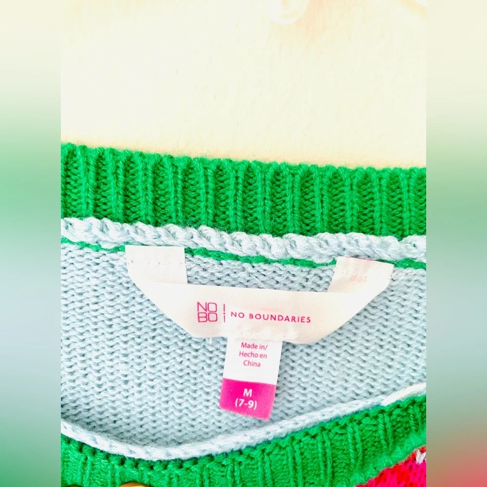 No Boundaries HAPPY HOLLA DAYS Women's Size Med Christmas Sweater - Picture 4 of 6